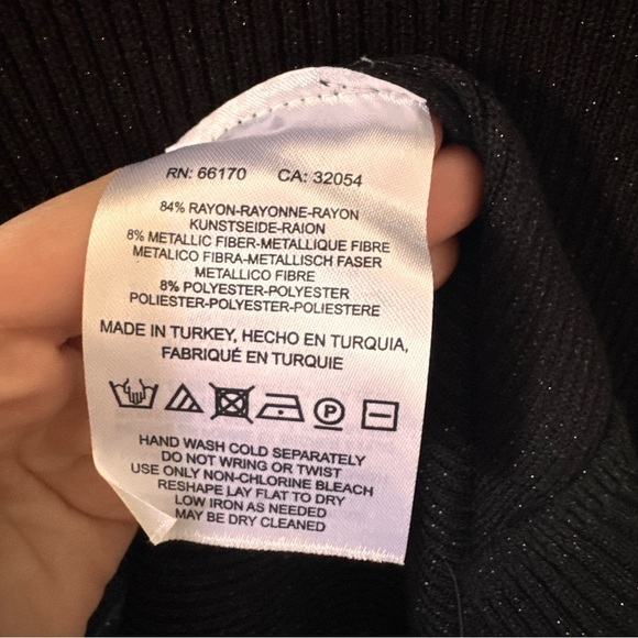 Anthropologie Maeve Samson Knitted Turtleneck Midi Dress Black Sparkle Size M - Picture 12 of 12